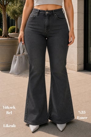CEDY DENIM - Kadın Büyük Beden İspanyol Paça Yüksek Bel Skinny Fit Likralı Pantolon  C628