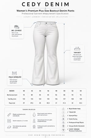 CEDY DENIM - Kadın Büyük Beden İspanyol Paça Yüksek Bel Skinny Fit Likralı Pantolon  C628