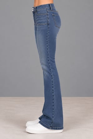 CEDY DENIM Kadın Çift Düğmeli Düşük Bel Bootcut Kalıp Likralı Jean Pantolon Özel Tasarım Cepli C650