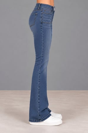 CEDY DENIM Kadın Çift Düğmeli Düşük Bel Bootcut Kalıp Likralı Jean Pantolon Özel Tasarım Cepli C650