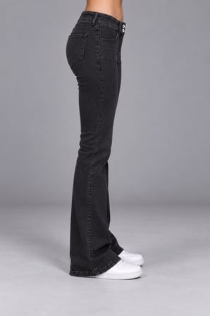 CEDY DENIM Kadın Çift Düğmeli Düşük Bel Bootcut Kalıp Likralı Jean Pantolon Özel Tasarım Cepli C650