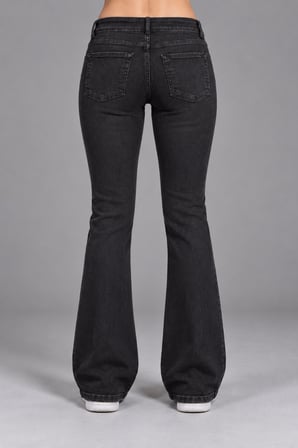 CEDY DENIM Kadın Çift Düğmeli Düşük Bel Bootcut Kalıp Likralı Jean Pantolon Özel Tasarım Cepli C650
