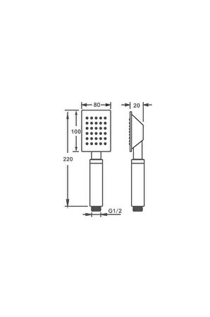 Sardıcı El Duş Başlığı 304 Çelik Metal Kare Duş Telefonu