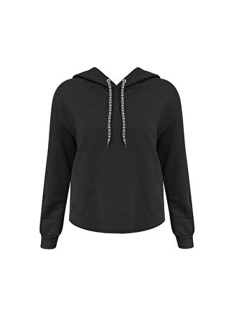 Bağcıklı Kapüşonlu Sweatshirt - Siyah