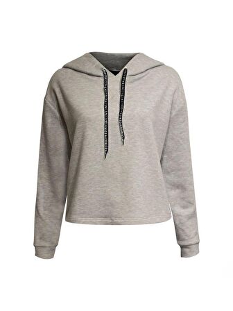 Bağcıklı Kapüşonlu Sweatshirt - Gri