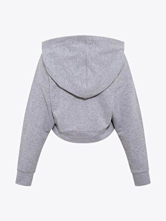 Kapüşonlu Kısa Sweatshirt - Gri