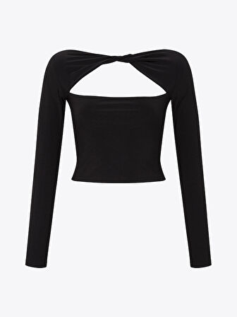 Cut Out Detaylı Uzun Kollu Body - Siyah