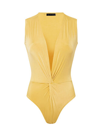 Çıtçıtlı Kolsuz İkonik Body - Sarı