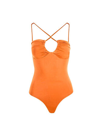 Askı Detaylı Drapeli Body - Taba