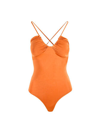 Askı Detaylı Drapeli Body - Taba