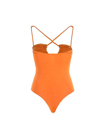 Askı Detaylı Drapeli Body - Taba