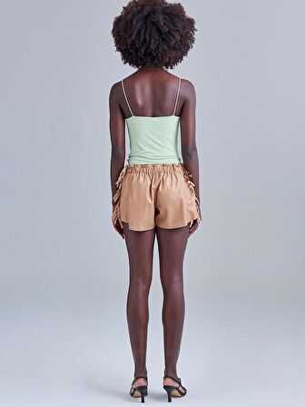 İp Askılı Degaje Yaka Bodysuit - Çağla Yeşili