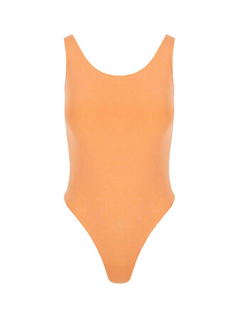 Yüzücü Atlet Kesim Alttan Çıtçıtlı Body - Turuncu