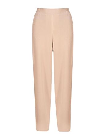 Beli Lastikli Bol Paça Krep Pantolon - Bej