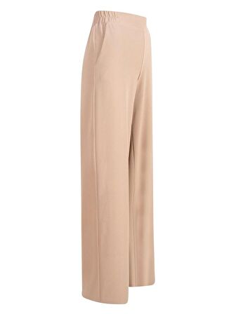 Beli Lastikli Bol Paça Krep Pantolon - Bej