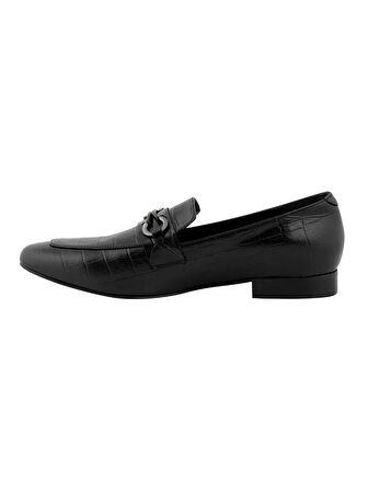 Siyah Kroko Loafer - Siyah