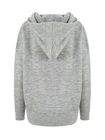 Kapüşonlu Triko Kazak - Gri