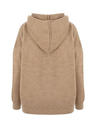 Kapüşonlu Triko Kazak - Kahve