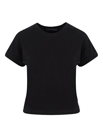 Bisiklet Yaka Basic T-Shirt - Siyah