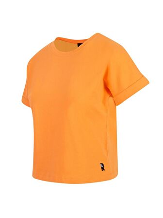 Bisiklet Yaka Basic T-Shirt - Turuncu