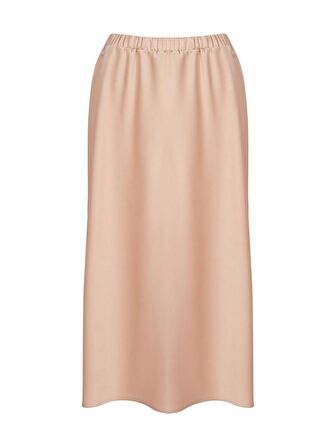 Beli Lastikli Midi Boy Saten Etek - Bej