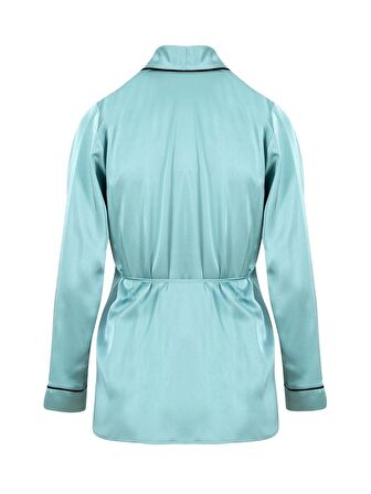 Anvelop Kapama Saten Pijama Ceket - Mint Yeşil