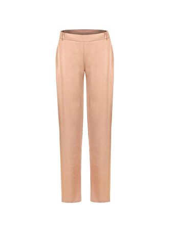 Beli Lastikli Bol Paça Saten Pantolon - Camel