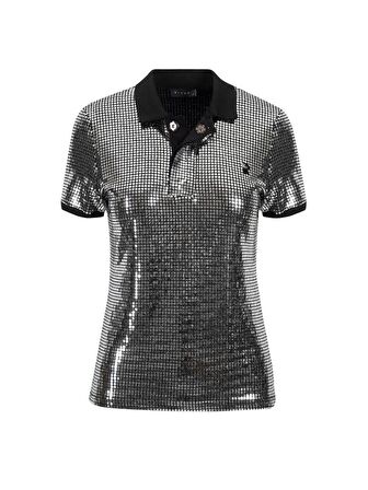 Polo Yaka Pullu T-Shirt - Silver