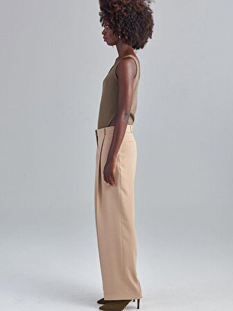 Bol Paça Krep Pantolon - Bej