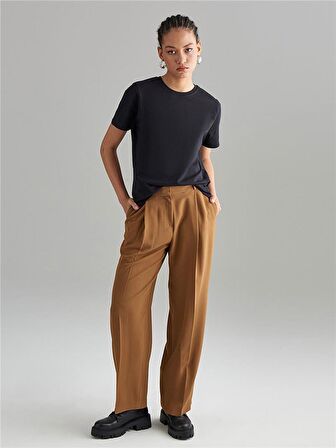 Bol Paça Krep Pantolon - Camel