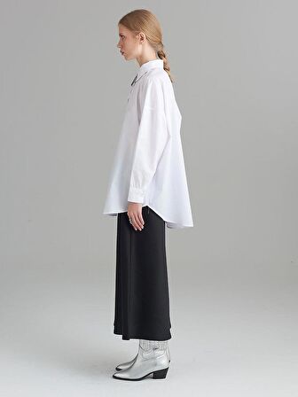 Oversıze Düşük Omuz Gömlek - Beyaz