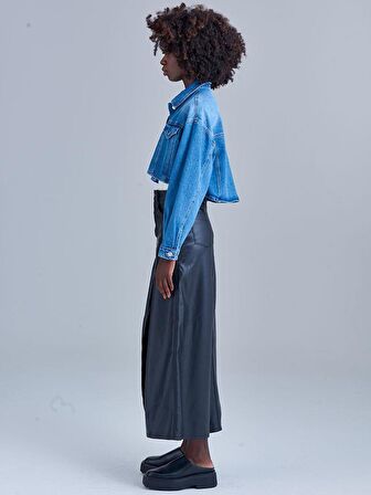 Oversize Jean Ceket - Mavi