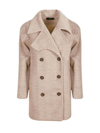 Yün Karışımlı Kaşe Kaban - Bej