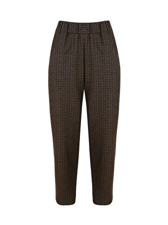 Beli Lastikli Cigarette Pantolon - Kahve