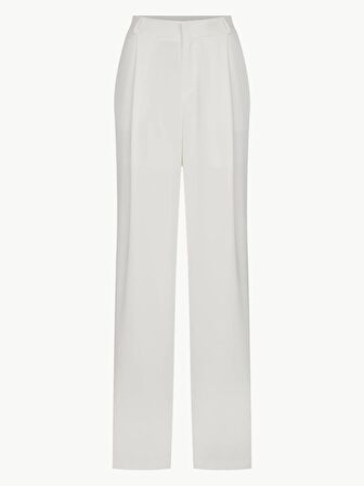 Bol Paça Dökümlü Krep Palazzo Pantolon - Ekru