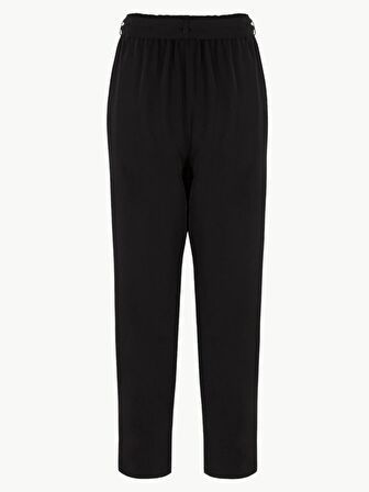 Beli Kuşaklı Krep Pantolon - Siyah