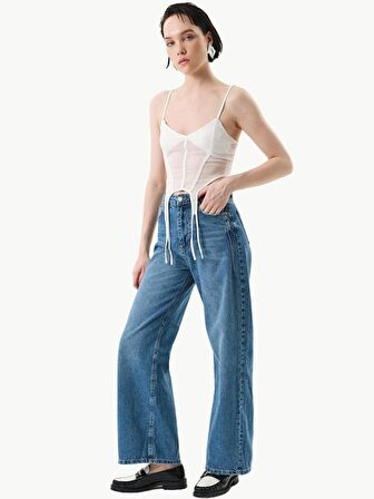 Wide Leg Jean Pantolon - Indigo