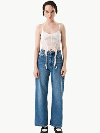 Wide Leg Jean Pantolon - Indigo