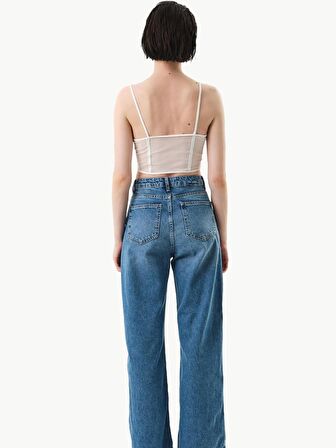 Wide Leg Jean Pantolon - Indigo