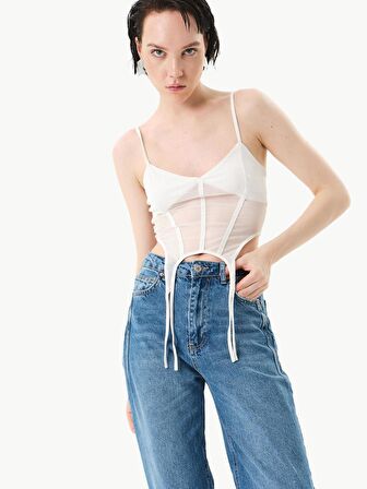 Wide Leg Jean Pantolon - Indigo