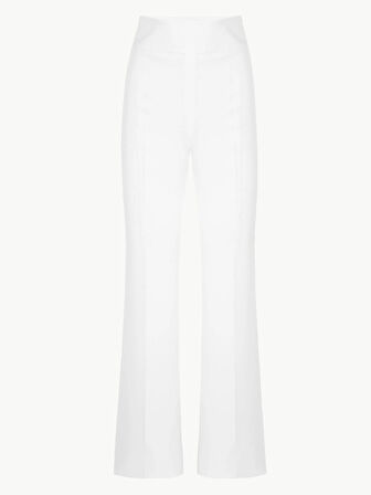 Gizli Fermuarlı Bol Paça Pantolon - Ekru