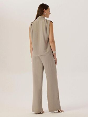 Beli Lastikli Salaş Kesim Rahat Pantolon - Gri