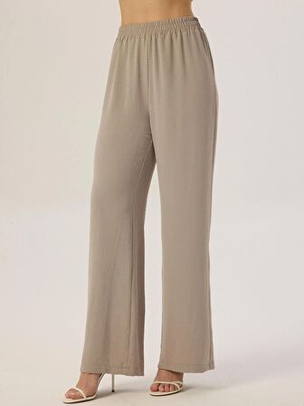 Beli Lastikli Salaş Kesim Rahat Pantolon - Gri