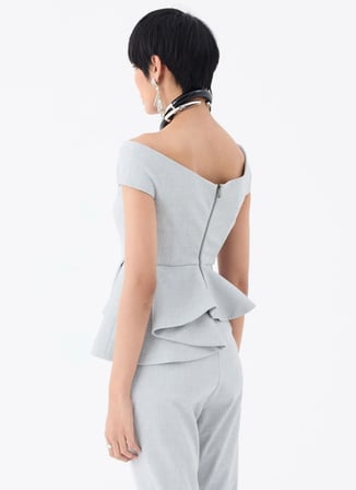 Rivus Gri Kadın Çizgili Fitted Bluz 25SS109004
