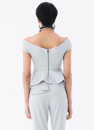 Rivus Gri Kadın Çizgili Fitted Bluz 25SS109004