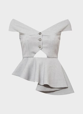 Rivus Gri Kadın Çizgili Fitted Bluz 25SS109004