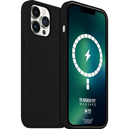 Buff iPhone 13 Pro Max MagSafe ile Uyumlu Rubber Fit Kılıf Black