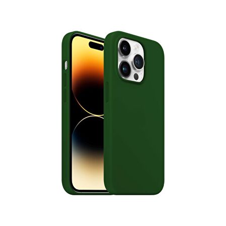 Buff iPhone 14 Pro Rubber Fit Kılıf Dark Green