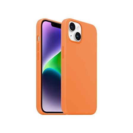 Buff iPhone 14 Plus Rubber Fit Kılıf Light Orange