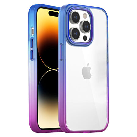 Buff iPhone 14 Pro Air Bumper Rainbow Kılıf Blue Purple